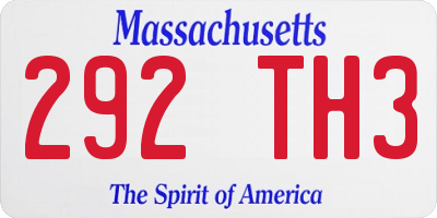 MA license plate 292TH3