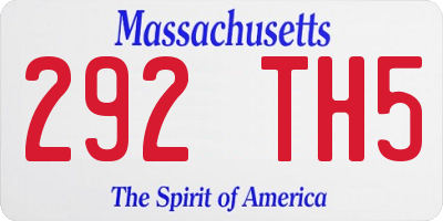 MA license plate 292TH5