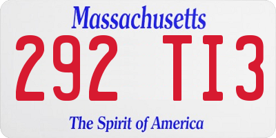 MA license plate 292TI3