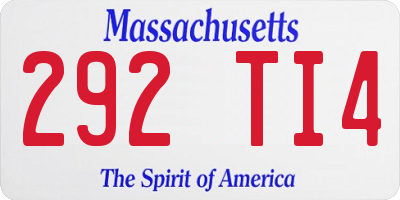 MA license plate 292TI4