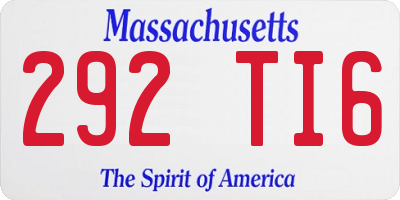 MA license plate 292TI6