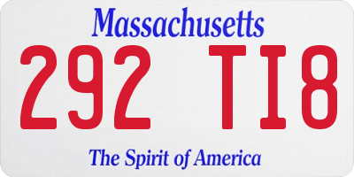 MA license plate 292TI8