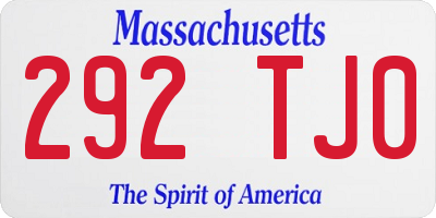 MA license plate 292TJ0