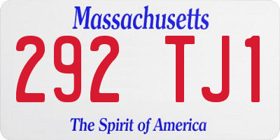 MA license plate 292TJ1