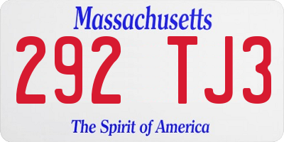 MA license plate 292TJ3