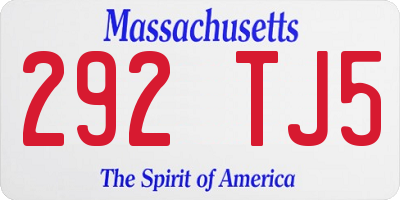 MA license plate 292TJ5