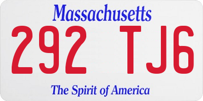 MA license plate 292TJ6
