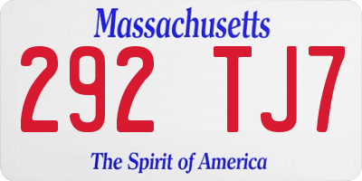 MA license plate 292TJ7
