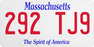 MA license plate 292TJ9