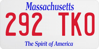 MA license plate 292TK0
