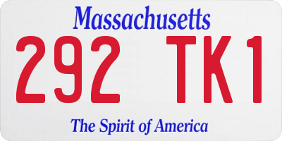 MA license plate 292TK1