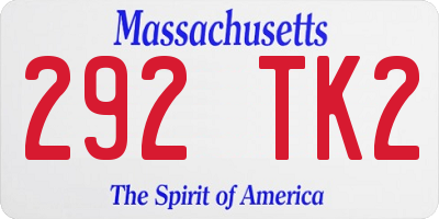 MA license plate 292TK2