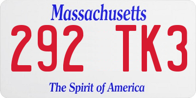 MA license plate 292TK3