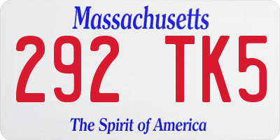 MA license plate 292TK5