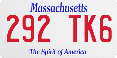 MA license plate 292TK6