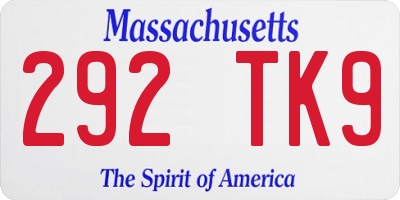 MA license plate 292TK9