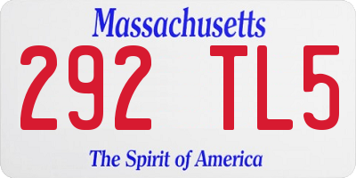 MA license plate 292TL5