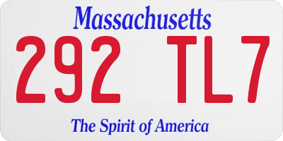 MA license plate 292TL7