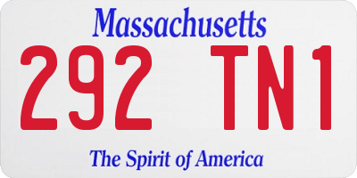 MA license plate 292TN1