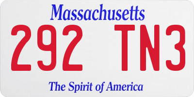 MA license plate 292TN3