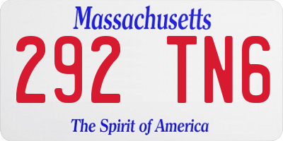 MA license plate 292TN6