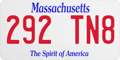 MA license plate 292TN8