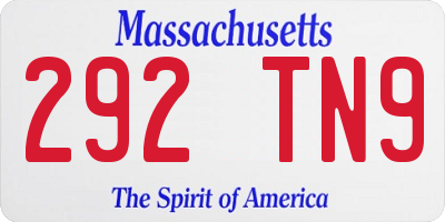 MA license plate 292TN9