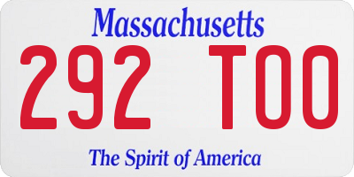 MA license plate 292TO0