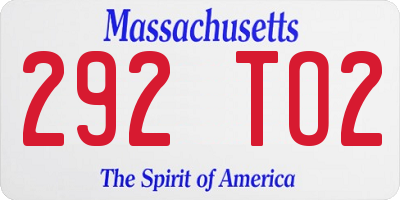 MA license plate 292TO2