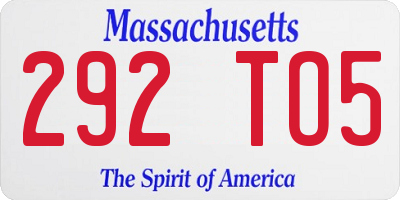 MA license plate 292TO5