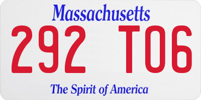 MA license plate 292TO6