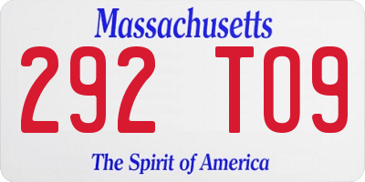 MA license plate 292TO9