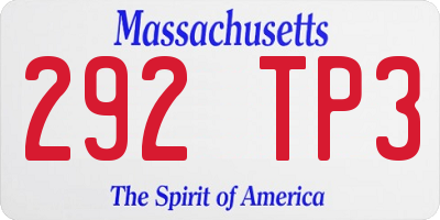 MA license plate 292TP3