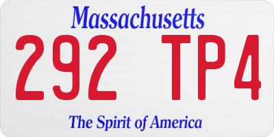 MA license plate 292TP4