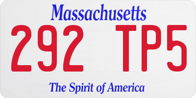 MA license plate 292TP5