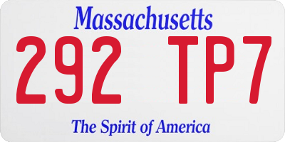 MA license plate 292TP7