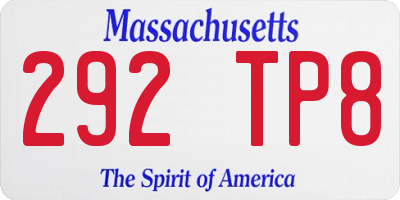 MA license plate 292TP8