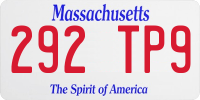 MA license plate 292TP9