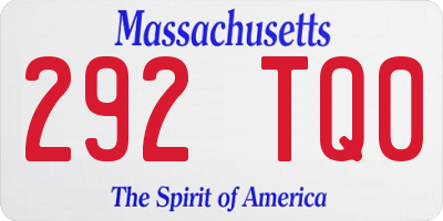 MA license plate 292TQ0