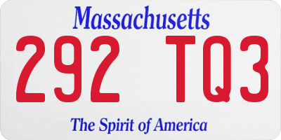 MA license plate 292TQ3