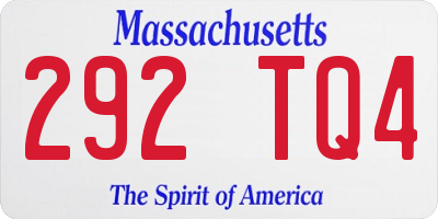 MA license plate 292TQ4
