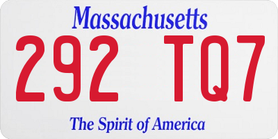 MA license plate 292TQ7