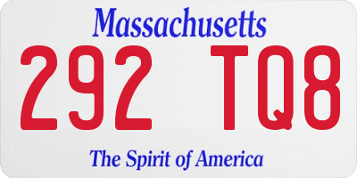 MA license plate 292TQ8