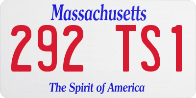 MA license plate 292TS1