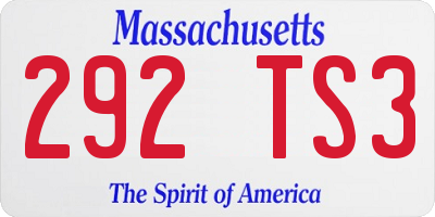 MA license plate 292TS3