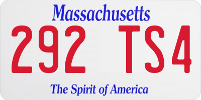 MA license plate 292TS4