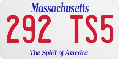 MA license plate 292TS5
