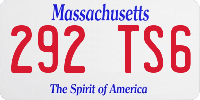 MA license plate 292TS6