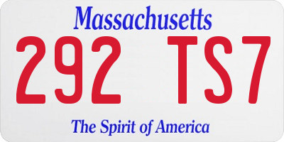 MA license plate 292TS7