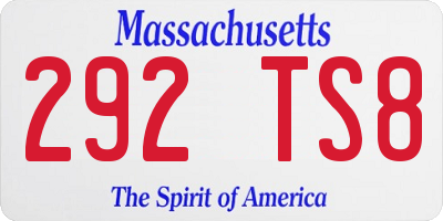 MA license plate 292TS8